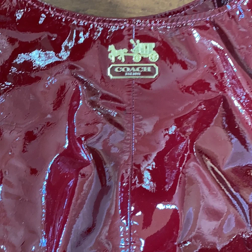 Coach Madison Burgundy Patent Leather Satchel - Picture 3 of 15